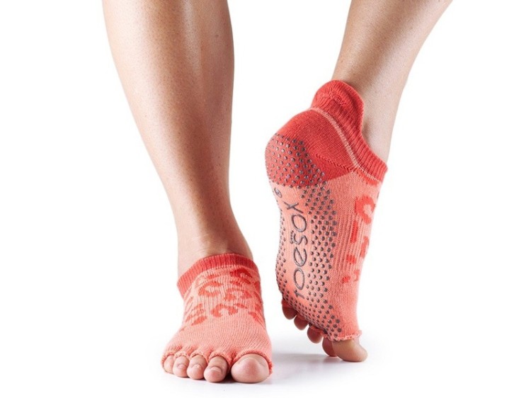 Oranžové dámské bezprsté ponožky na jógu